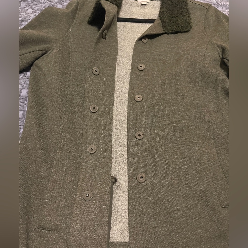 J. Jill Olive Pea Coat with Dark Collar - Picture 7 of 8